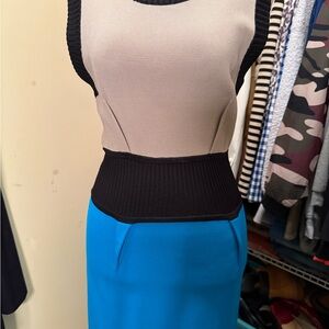 Yigal Azrouel Black and Blue Pencil Skirt